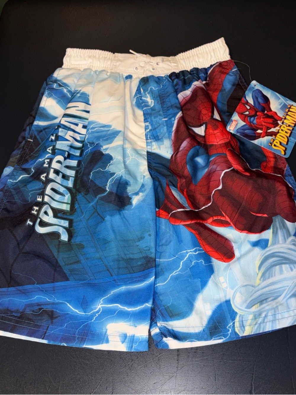 The Amazing Spider-Man Boys Blue & Red Swim Shorts NWT Size Medium